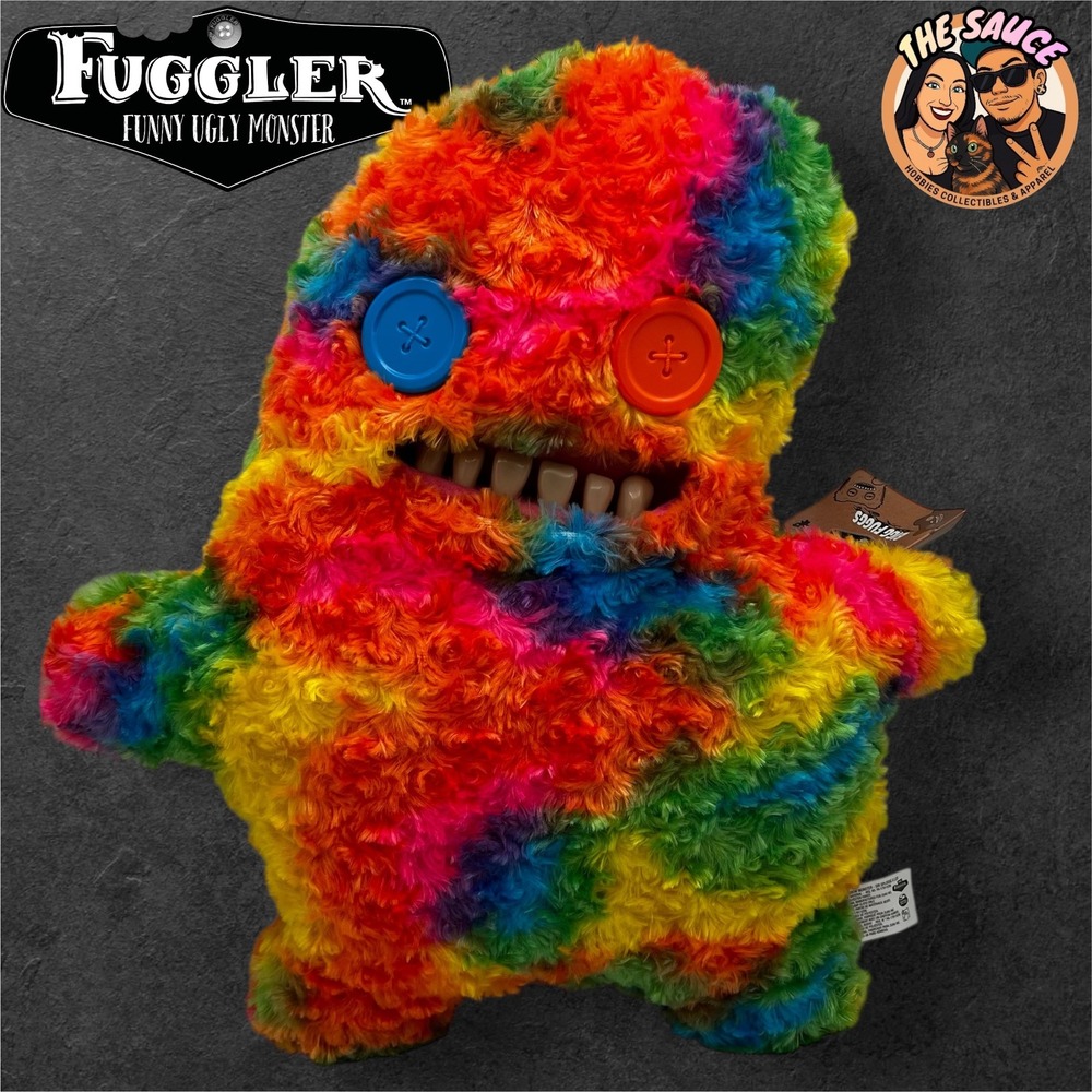 Fuggler Bigg Fuggs Sir Splodge A Lot Rainbow "Catch Me" Plush Large Monster NWT